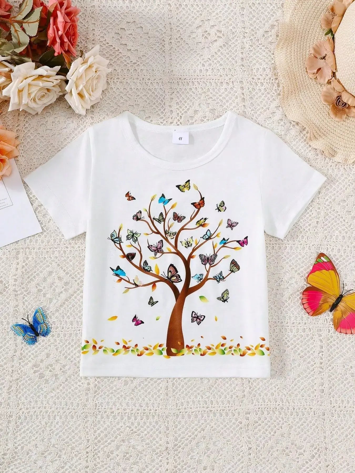 Children's Butterfly Tree Graphic Casual T-Shirt - Trendsi - Flyclothing LLC