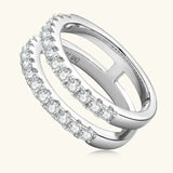 925 Sterling Silver Moissanite Double Layered Ring - Trendsi - Flyclothing LLC