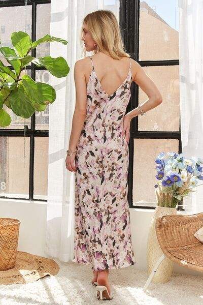 ADORA Watercolor V-Neck Midi Cami Dress - Trendsi - Flyclothing LLC