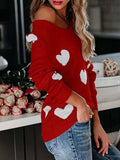 Heart Scoop Neck Long Sleeve Sweater - Trendsi - Flyclothing LLC