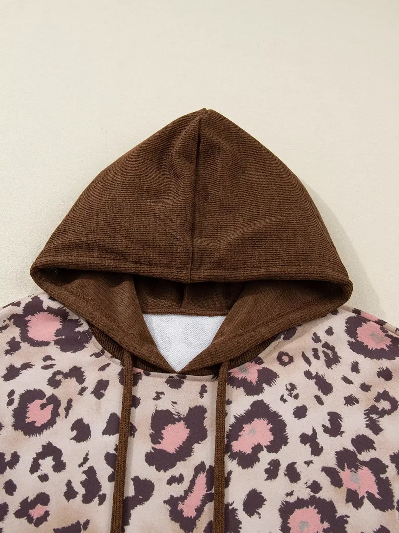Plus Size Leopard Long Sleeve Drawstring Hoodie - Trendsi - Flyclothing LLC
