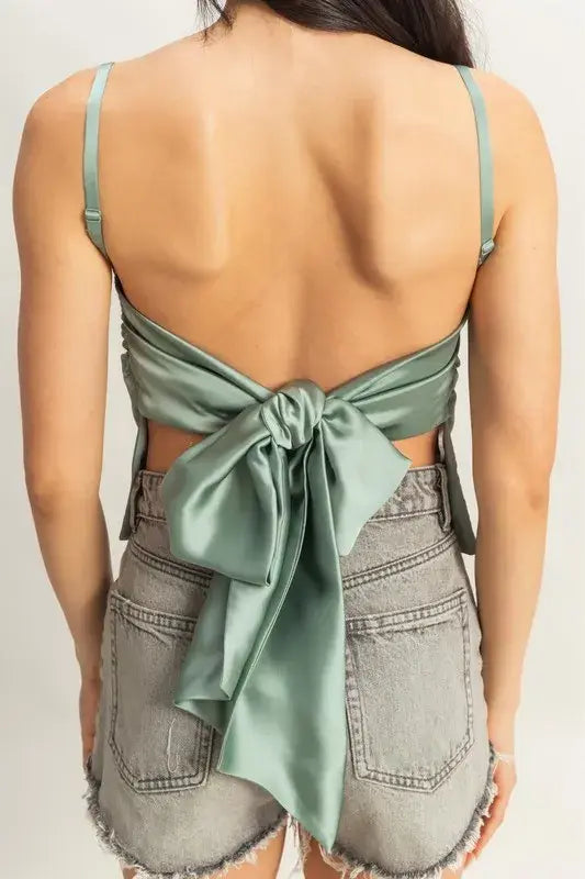 HYFVE Satin Back Tie Detail Cami - Trendsi - Flyclothing LLC