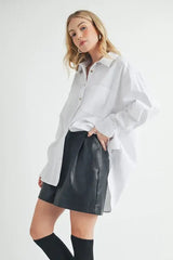Aemi + Co High-Low Collared Neck Drop Shoulder Shirt - Trendsi - Flyclothing LLC