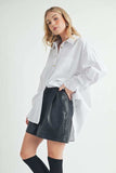 Aemi + Co High-Low Collared Neck Drop Shoulder Shirt - Trendsi - Flyclothing LLC