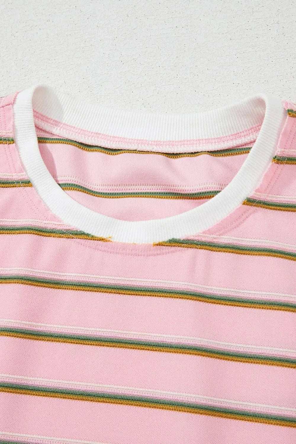 Stripe Wide Short Sleeve Tee and Short Set - Trendsi - Flyclothing LLC