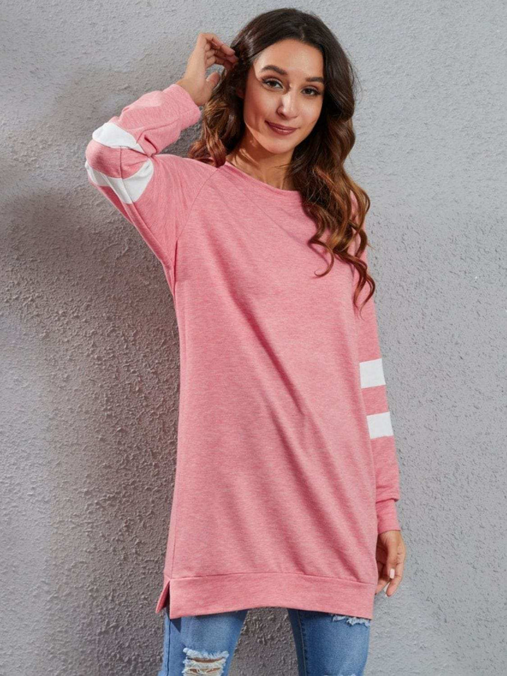 Full Size Striped Round Neck Long Sleeve T-Shirt - Trendsi - Flyclothing LLC