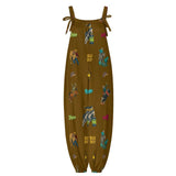 Baha Ranch The Last Roundup Western Rodeo Overalls Jumpsuit Brown