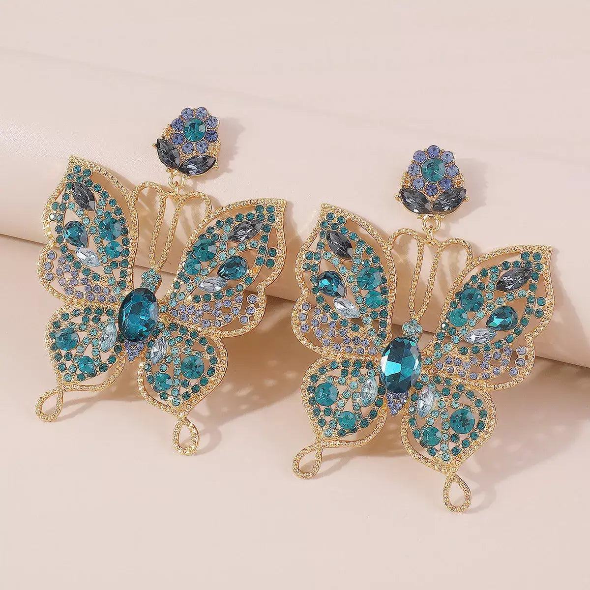 Butterfly Rhinestone Dangle Earrings - Trendsi - Flyclothing LLC