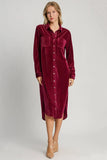 Umgee Texture Curved Hem Button Down Shirt Dress - Trendsi