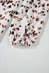 Printed Mock Neck Balloon Sleeve Blouse - Trendsi - Flyclothing LLC