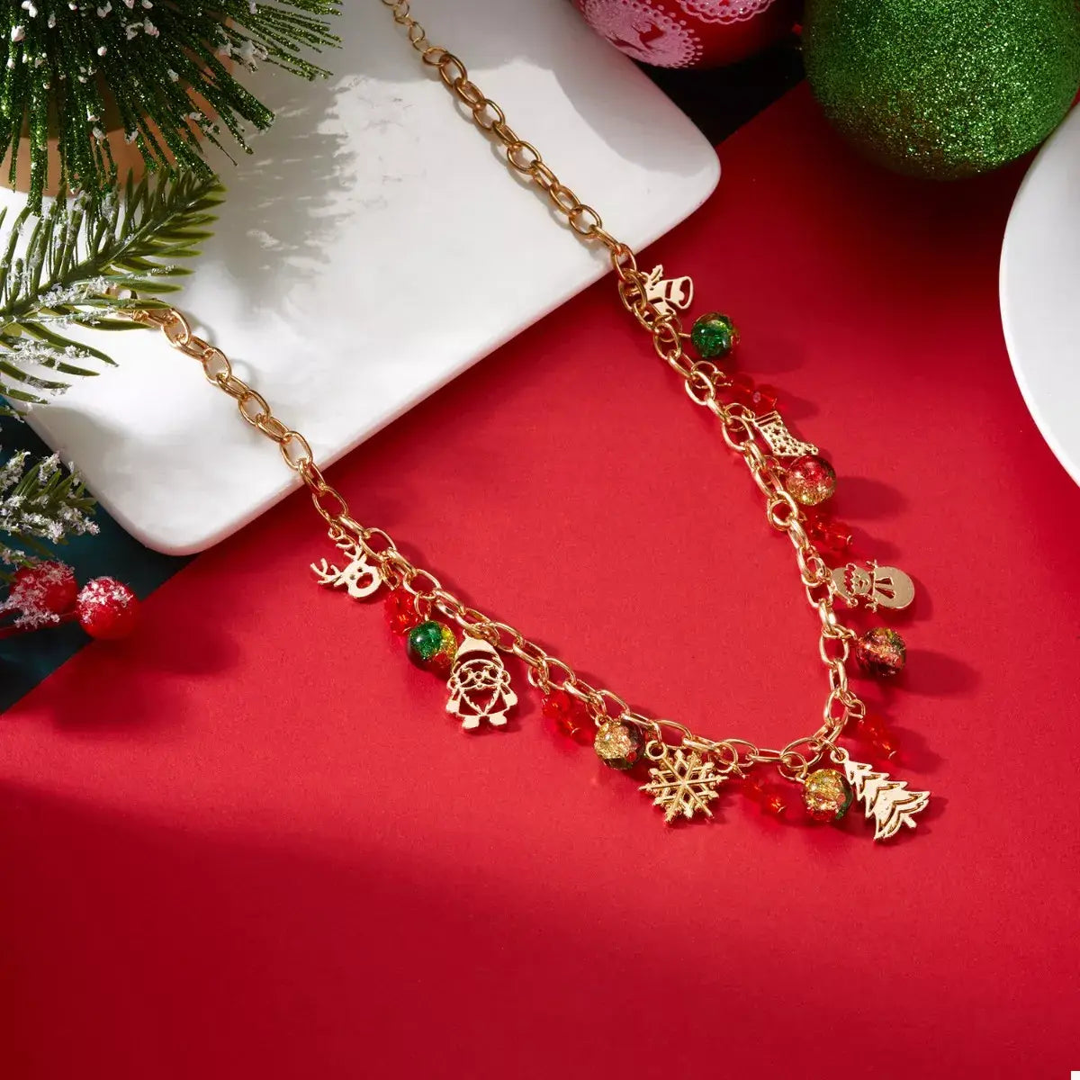 Christmas Themed Charm Necklace - Trendsi - Flyclothing LLC