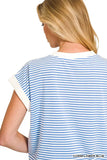Zenana Striped Round Neck Short Sleeve Contrast Trim T-Shirt - Trendsi - Flyclothing LLC