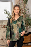 Sew In Love Full Size Snakeskin Print Long Sleeve Top with Ruffle - Trendsi
