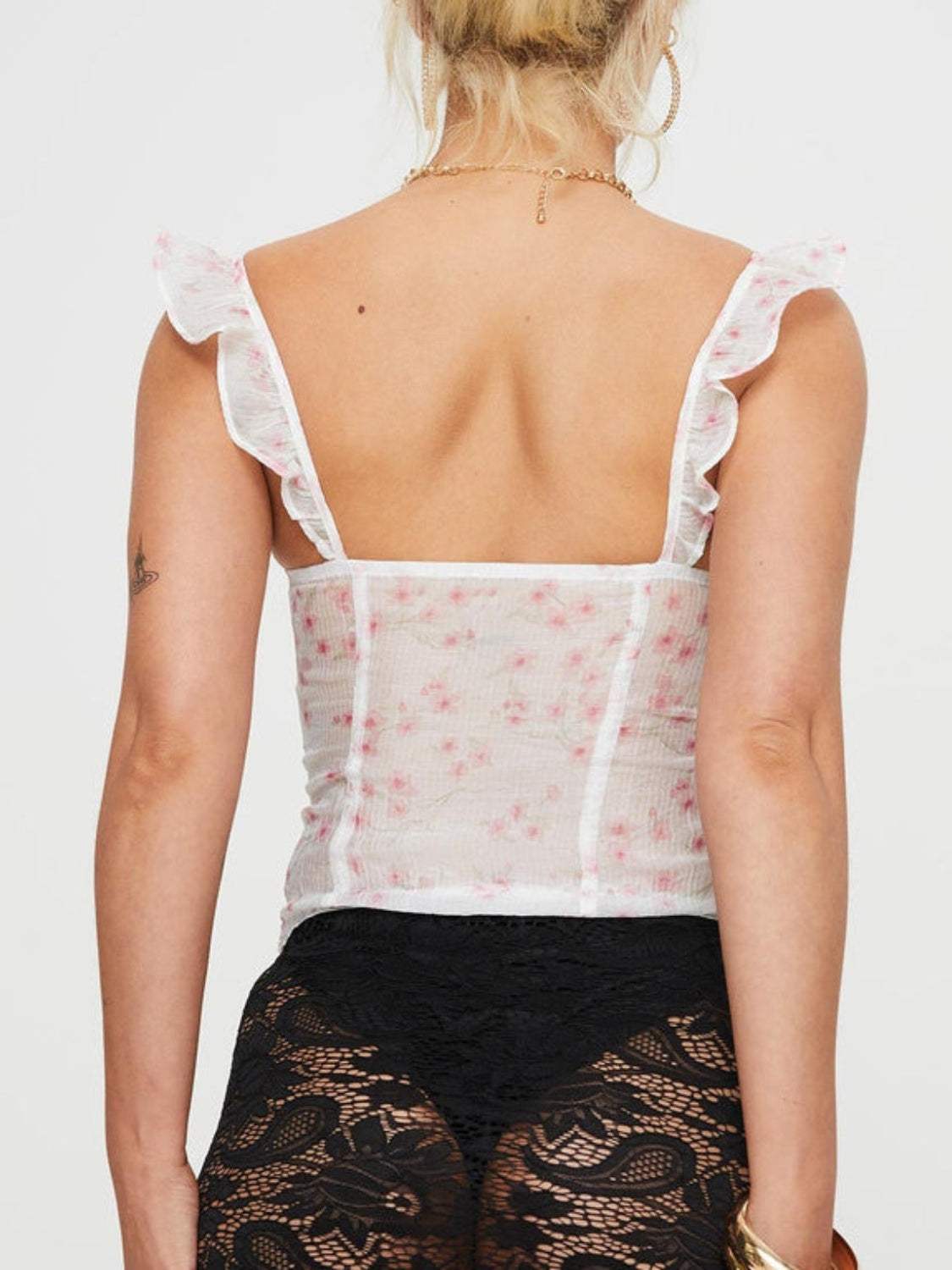 Ruffled Floral Square Neck Cami - Trendsi - Flyclothing LLC