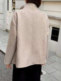 Double-Breasted Dropped Shoulder Jacket - Trendsi - Flyclothing LLC