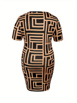 Plus Size Sweetheart Neck Short Sleeve Mini Dress - Trendsi - Flyclothing LLC