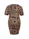 Plus Size Sweetheart Neck Short Sleeve Mini Dress - Trendsi