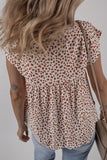 Printed Floral Embroidery Tie Neck Blouse - Trendsi
