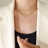 Brass Inlaid Zircon Letter Pendant Necklace - Trendsi - Flyclothing LLC