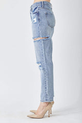 RISEN Distressed Slim Cropped Jeans - Trendsi - Flyclothing LLC