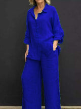 Full Size Long Sleeve Shirt and Pants Set Plus Size - Trendsi - Flyclothing LLC