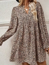 Notched Flounce Sleeve Mini Dress - Trendsi - Flyclothing LLC