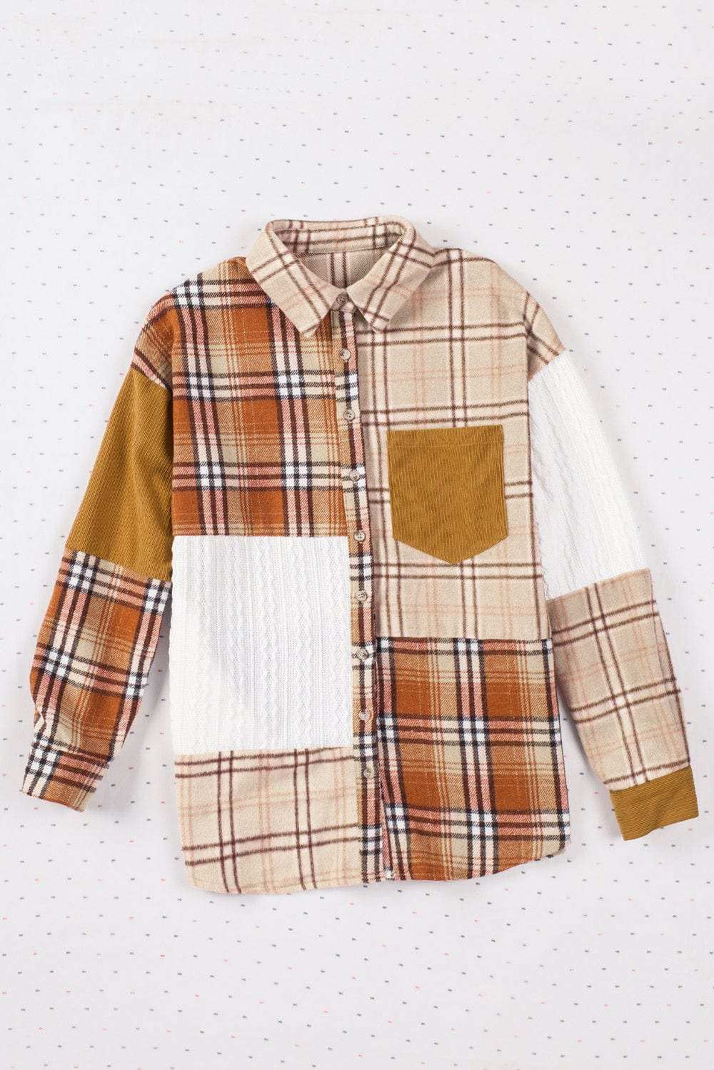 Plaid Button Up Long Sleeve Shacket - Trendsi - Flyclothing LLC
