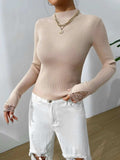 Lace Detail Mock Neck Long Sleeve Sweater - Trendsi - Flyclothing LLC