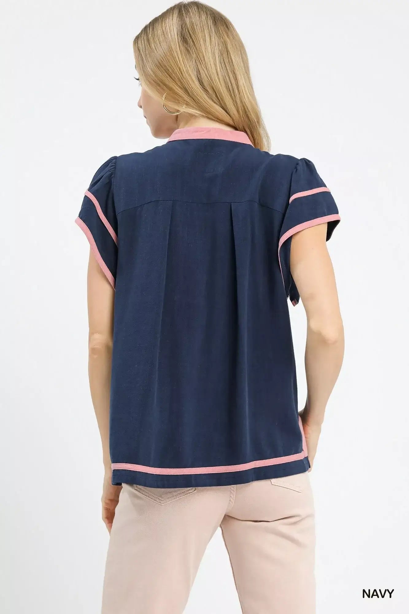 Umgee Linen Ruffle Sleeve Top - Trendsi - Flyclothing LLC