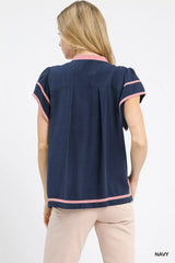 Umgee Linen Ruffle Sleeve Top - Trendsi - Flyclothing LLC