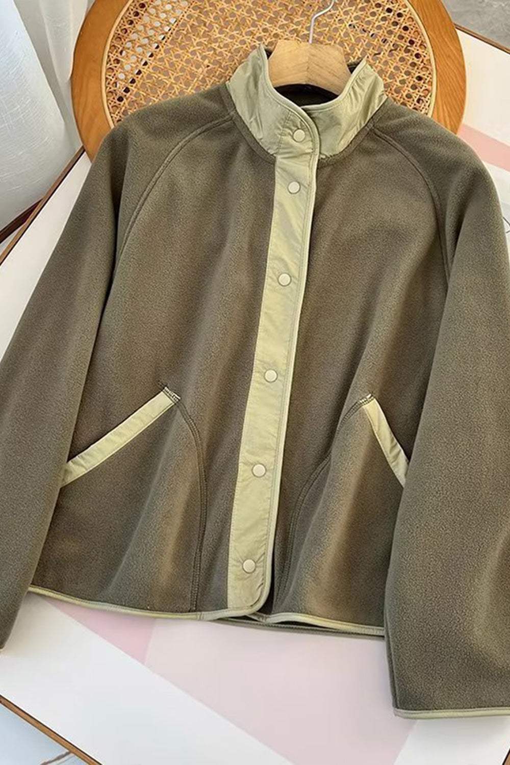 Double Take Snap Down Raglan Sleeve Jacket with Pockets - Trendsi - Flyclothing LLC