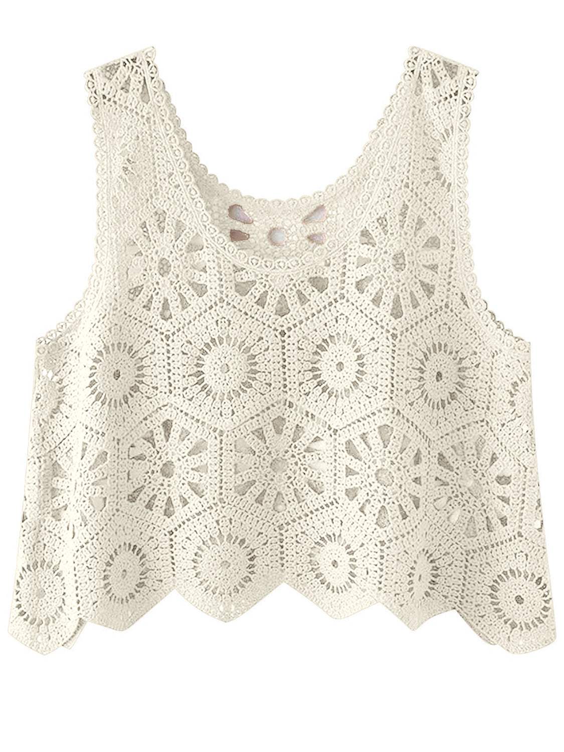 Openwork Round Neck Knit Vest - Trendsi - Flyclothing LLC