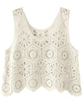 Openwork Round Neck Knit Vest - Trendsi