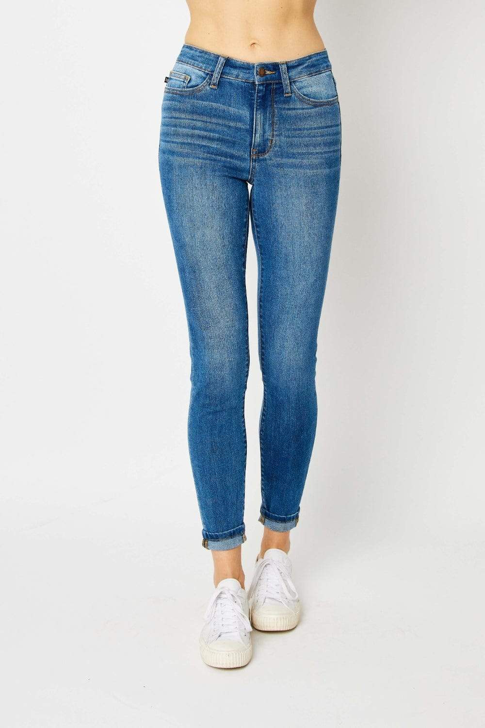 Judy Blue Full Size Cuffed Hem Skinny Jeans - Trendsi - Flyclothing LLC