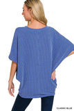 Zenana Raised Rib V-Neck Batwing Top - Trendsi - Flyclothing LLC