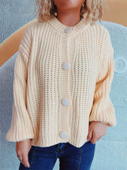 Button Up Long Sleeve Cardigan - Trendsi