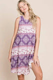 BOMBOM Bohemian Print Sleeveless Dress - Trendsi - Flyclothing LLC