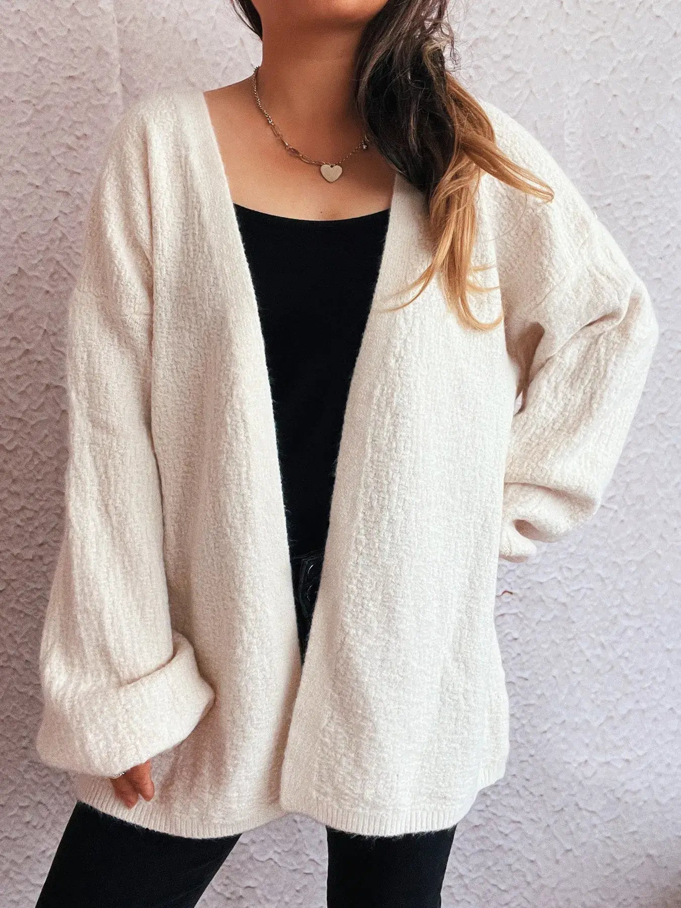 Open Front Long Sleeve Cardigan - Trendsi - Flyclothing LLC