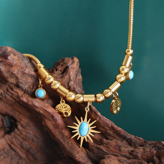 Gold-Plated Titanium Steel Charm Necklace - Trendsi