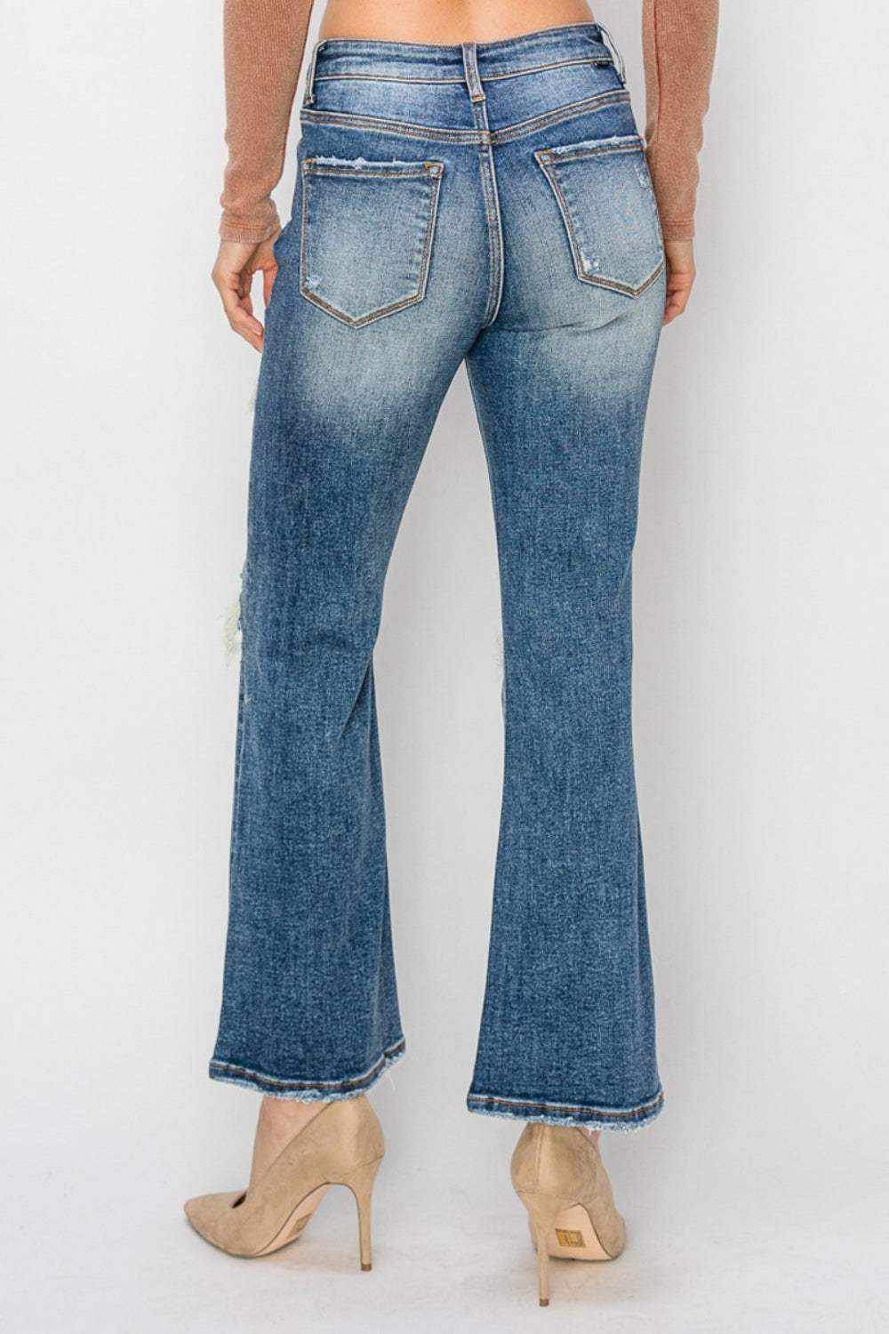 Risen Full Size High Rise Distressed Ankle Flare Jeans - Trendsi - Flyclothing LLC