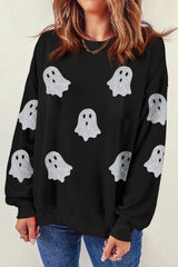 Glitter Round Neck Long Sleeve Sweatshirt - Trendsi - Flyclothing LLC
