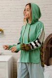 BiBi Plaid With Stripes Mix Match French Terry Hoodie - Trendsi