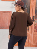 Plus Size Lace Detail Round Neck Long Sleeve Blouse - Trendsi - Flyclothing LLC