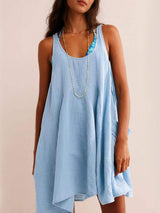 Devine Tied Scoop Neck Wide Strap Mini Dress - Trendsi - Flyclothing LLC