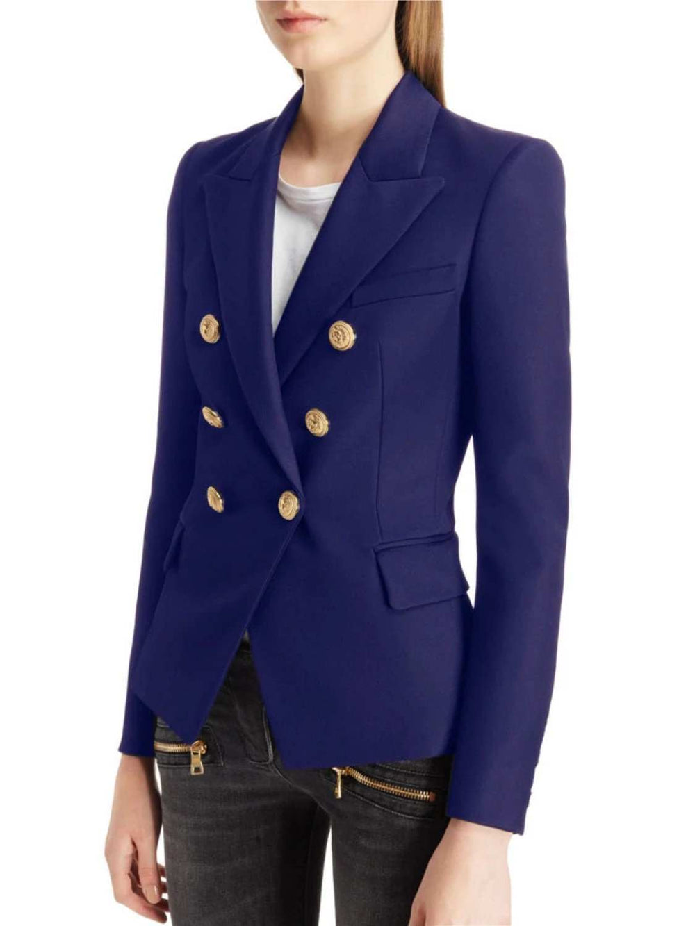 Lapel Collar Long Sleeve Blazer - Trendsi - Flyclothing LLC