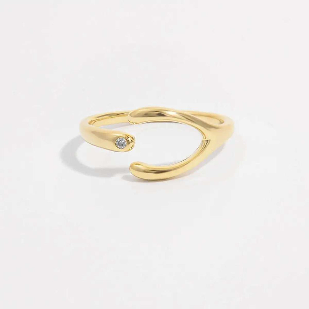 925 Sterling Silver Inlaid Zircon Open Ring - Trendsi - Flyclothing LLC