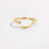 925 Sterling Silver Inlaid Zircon Open Ring - Trendsi - Flyclothing LLC