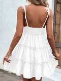 Frill Spaghetti Strap Tiered Dress - Trendsi