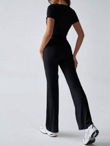 Devine Short Sleeve Top and Drawstring Pants Set - Trendsi - Flyclothing LLC