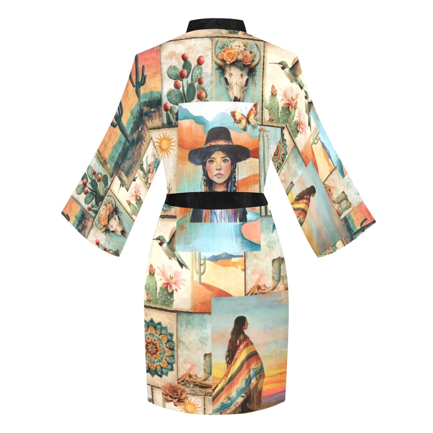 Baha Ranch Colores de Mexico Pictures of the Southwest Satin Kimono Sleeve Robe